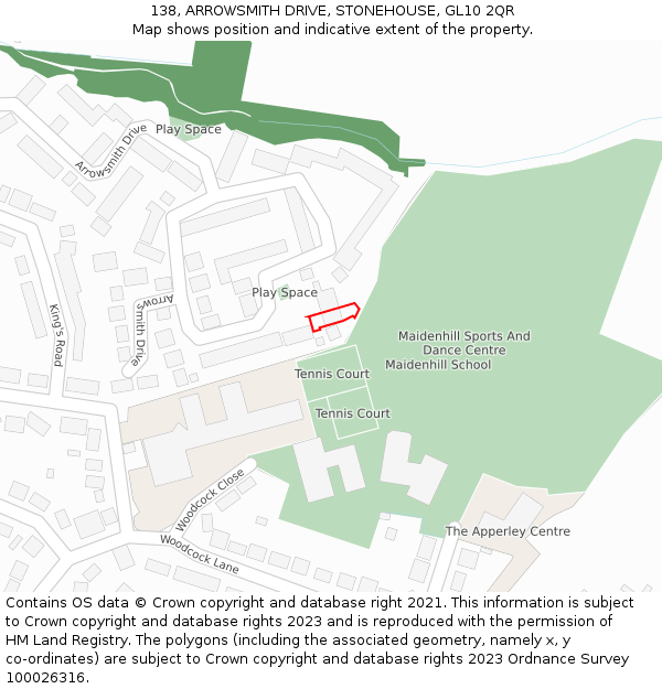 138, ARROWSMITH DRIVE, STONEHOUSE, GL10 2QR: Location map and indicative extent of plot