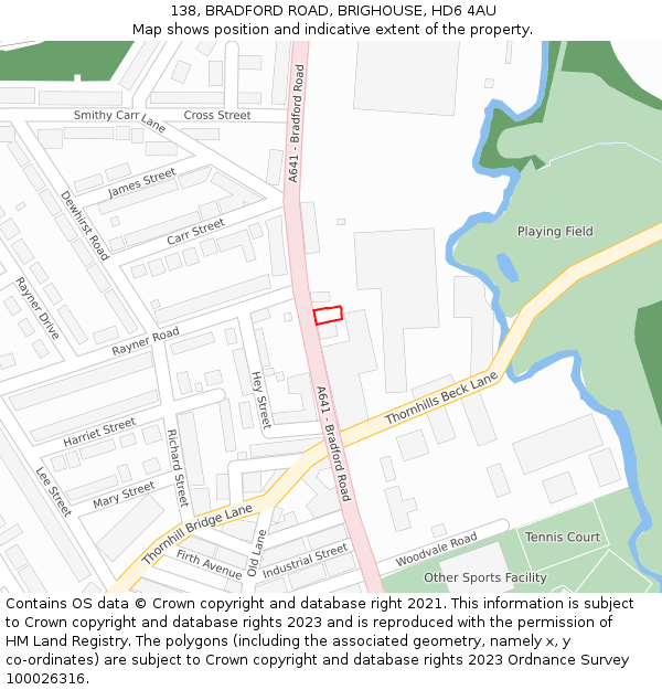 138, BRADFORD ROAD, BRIGHOUSE, HD6 4AU: Location map and indicative extent of plot