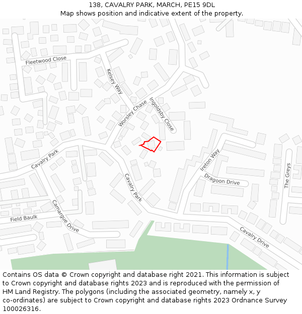 138, CAVALRY PARK, MARCH, PE15 9DL: Location map and indicative extent of plot