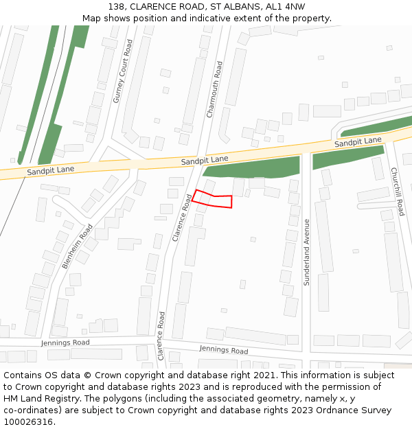 138, CLARENCE ROAD, ST ALBANS, AL1 4NW: Location map and indicative extent of plot