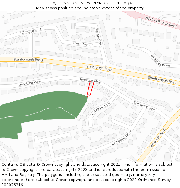 138, DUNSTONE VIEW, PLYMOUTH, PL9 8QW: Location map and indicative extent of plot