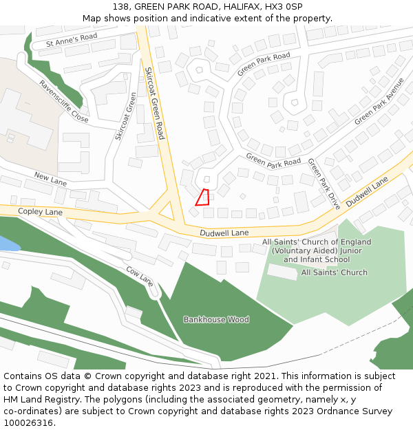 138, GREEN PARK ROAD, HALIFAX, HX3 0SP: Location map and indicative extent of plot