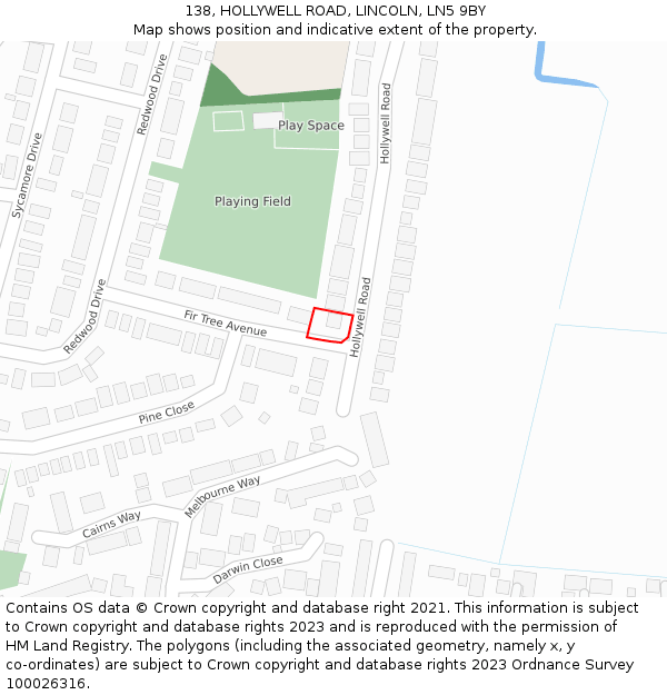 138, HOLLYWELL ROAD, LINCOLN, LN5 9BY: Location map and indicative extent of plot