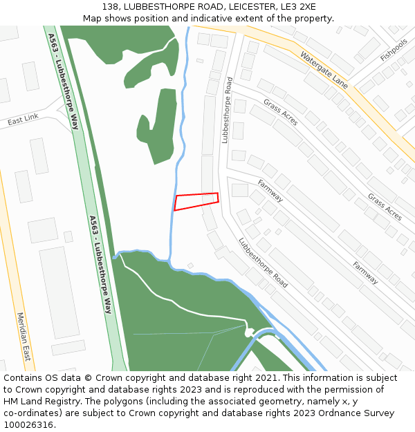 138, LUBBESTHORPE ROAD, LEICESTER, LE3 2XE: Location map and indicative extent of plot