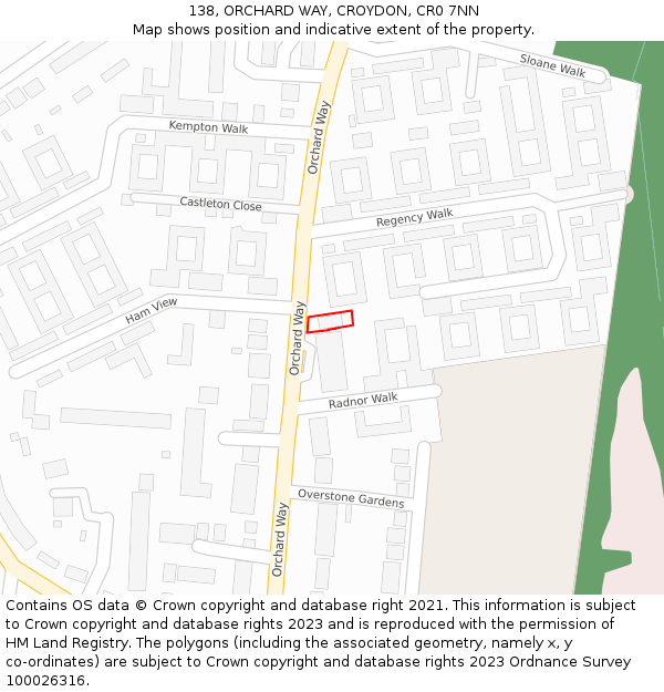 138, ORCHARD WAY, CROYDON, CR0 7NN: Location map and indicative extent of plot