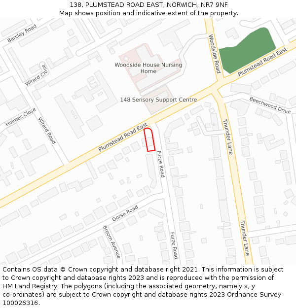 138, PLUMSTEAD ROAD EAST, NORWICH, NR7 9NF: Location map and indicative extent of plot