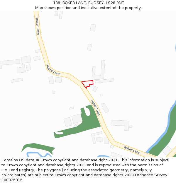 138, ROKER LANE, PUDSEY, LS28 9NE: Location map and indicative extent of plot