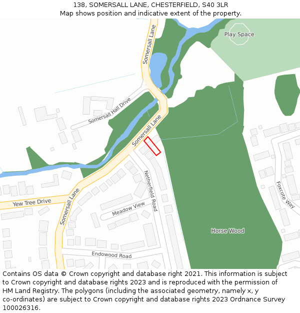 138, SOMERSALL LANE, CHESTERFIELD, S40 3LR: Location map and indicative extent of plot