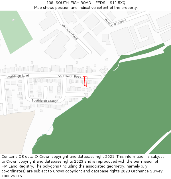 138, SOUTHLEIGH ROAD, LEEDS, LS11 5XQ: Location map and indicative extent of plot