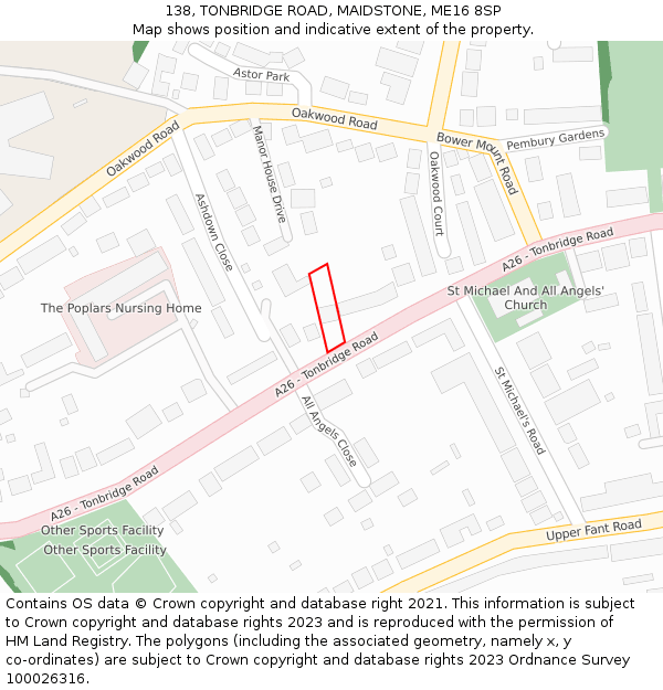138, TONBRIDGE ROAD, MAIDSTONE, ME16 8SP: Location map and indicative extent of plot