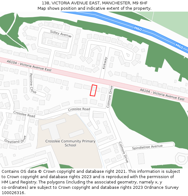 138, VICTORIA AVENUE EAST, MANCHESTER, M9 6HF: Location map and indicative extent of plot