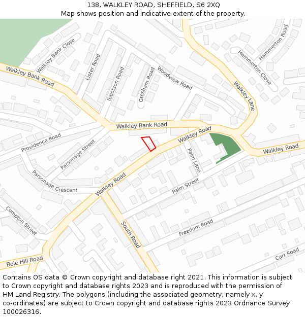 138, WALKLEY ROAD, SHEFFIELD, S6 2XQ: Location map and indicative extent of plot