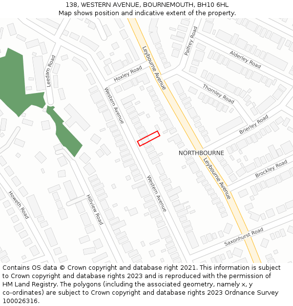 138, WESTERN AVENUE, BOURNEMOUTH, BH10 6HL: Location map and indicative extent of plot
