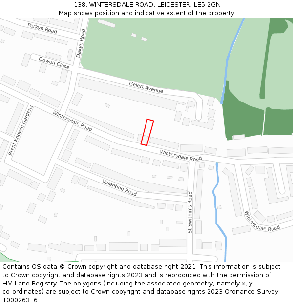 138, WINTERSDALE ROAD, LEICESTER, LE5 2GN: Location map and indicative extent of plot