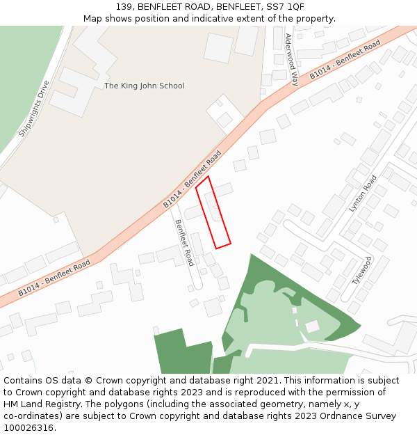 139, BENFLEET ROAD, BENFLEET, SS7 1QF: Location map and indicative extent of plot