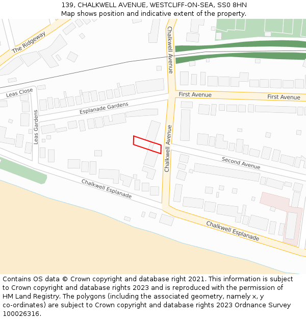 139, CHALKWELL AVENUE, WESTCLIFF-ON-SEA, SS0 8HN: Location map and indicative extent of plot