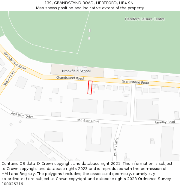 139, GRANDSTAND ROAD, HEREFORD, HR4 9NH: Location map and indicative extent of plot