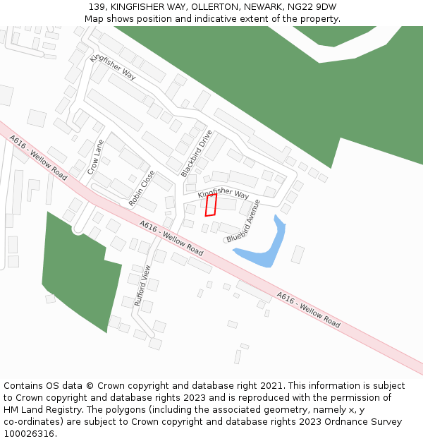 139, KINGFISHER WAY, OLLERTON, NEWARK, NG22 9DW: Location map and indicative extent of plot