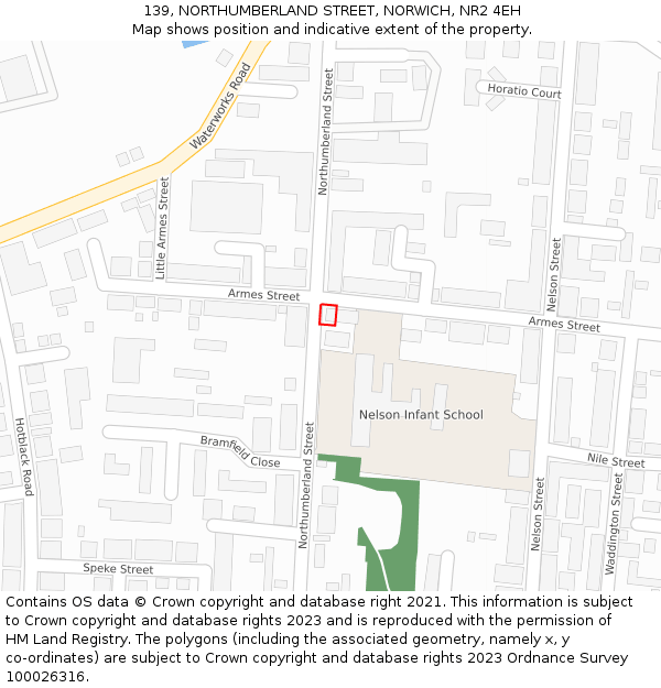 139, NORTHUMBERLAND STREET, NORWICH, NR2 4EH: Location map and indicative extent of plot