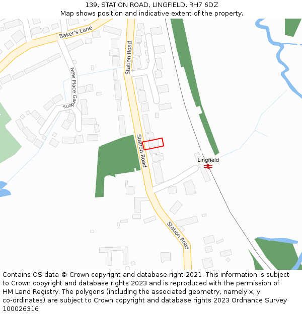 139, STATION ROAD, LINGFIELD, RH7 6DZ: Location map and indicative extent of plot