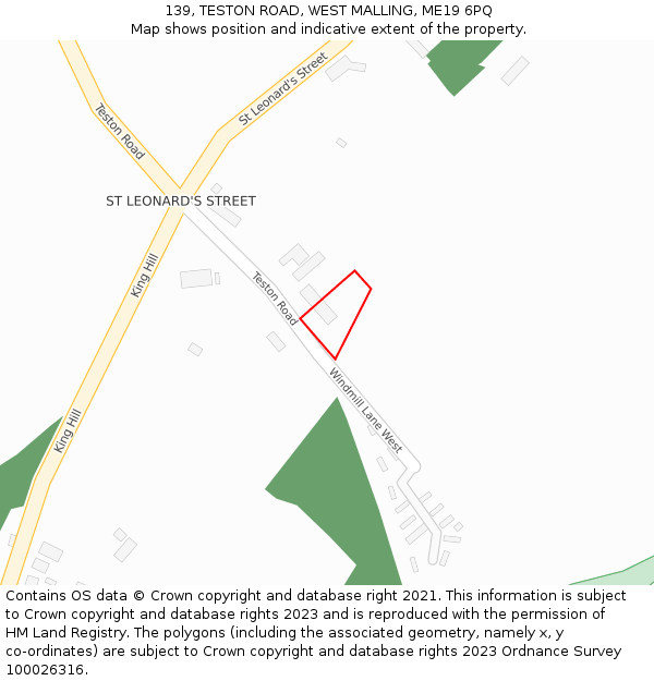 139, TESTON ROAD, WEST MALLING, ME19 6PQ: Location map and indicative extent of plot