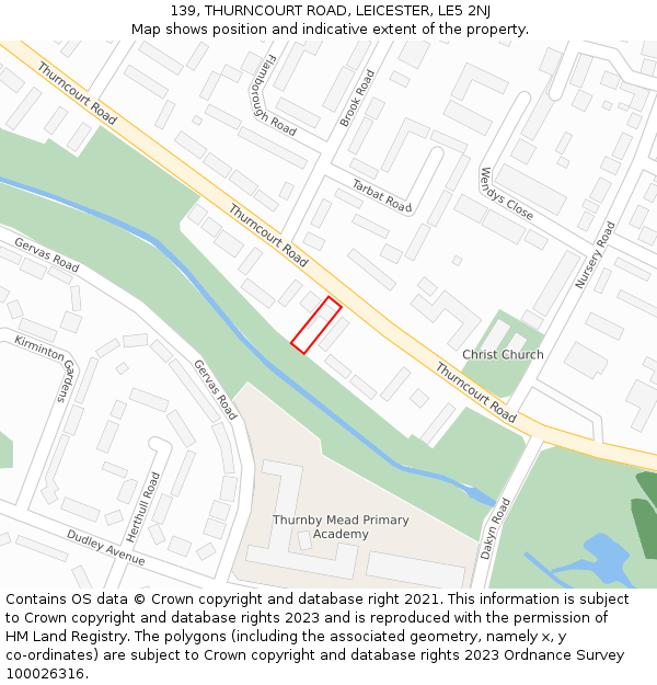 139, THURNCOURT ROAD, LEICESTER, LE5 2NJ: Location map and indicative extent of plot