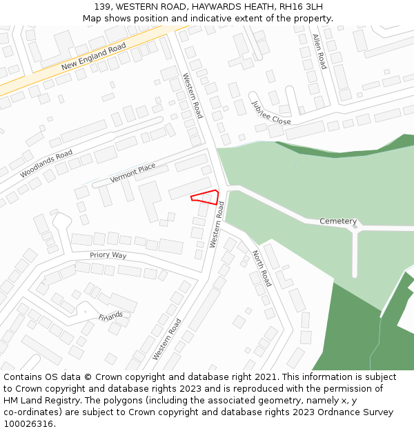 139, WESTERN ROAD, HAYWARDS HEATH, RH16 3LH: Location map and indicative extent of plot