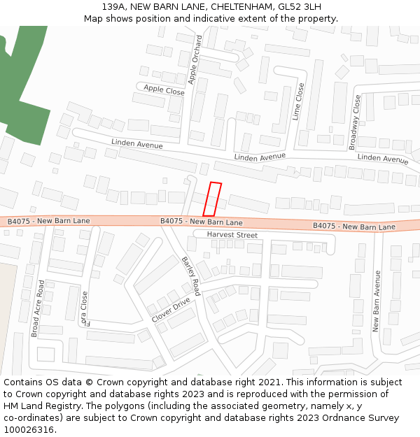 139A, NEW BARN LANE, CHELTENHAM, GL52 3LH: Location map and indicative extent of plot