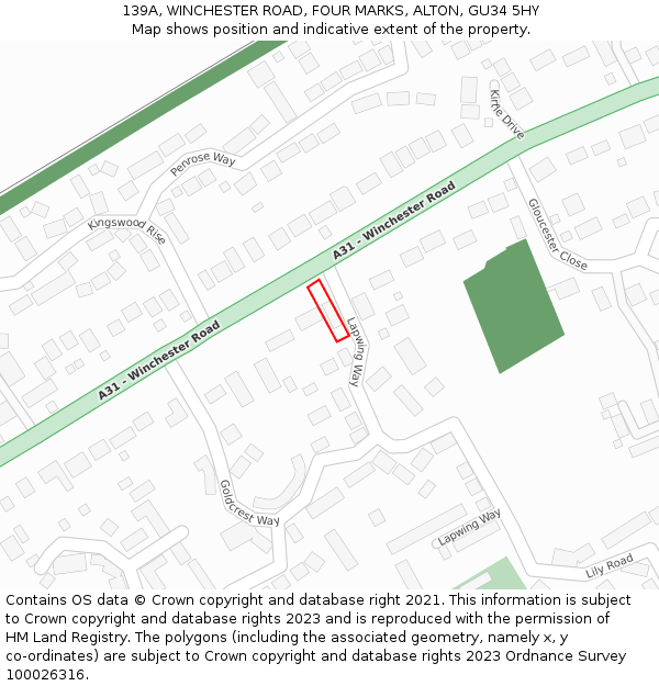 139A, WINCHESTER ROAD, FOUR MARKS, ALTON, GU34 5HY: Location map and indicative extent of plot