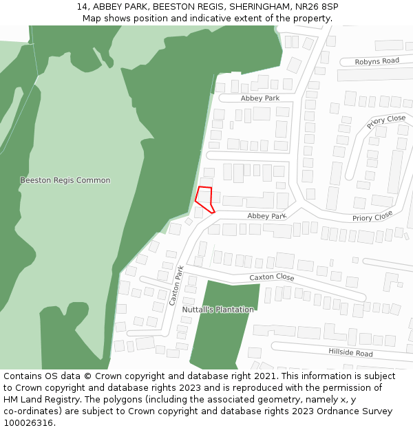 14, ABBEY PARK, BEESTON REGIS, SHERINGHAM, NR26 8SP: Location map and indicative extent of plot