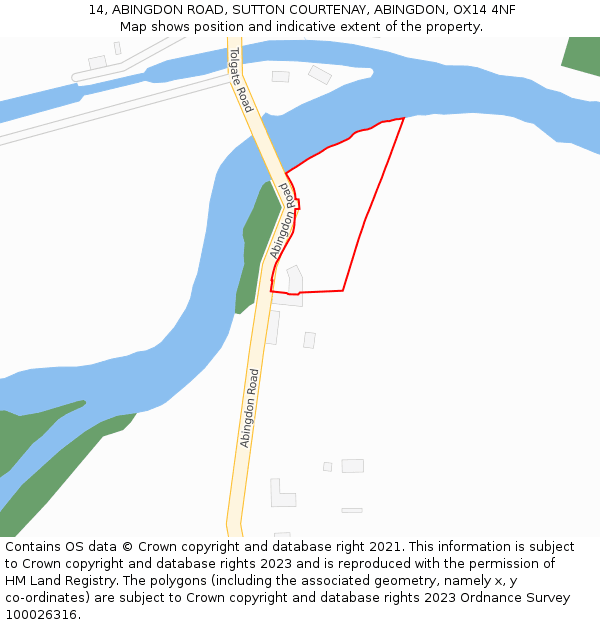 14, ABINGDON ROAD, SUTTON COURTENAY, ABINGDON, OX14 4NF: Location map and indicative extent of plot