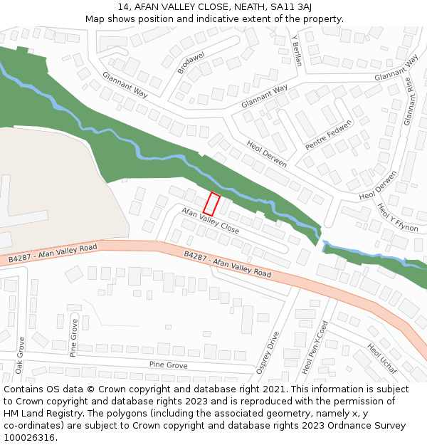 14, AFAN VALLEY CLOSE, NEATH, SA11 3AJ: Location map and indicative extent of plot