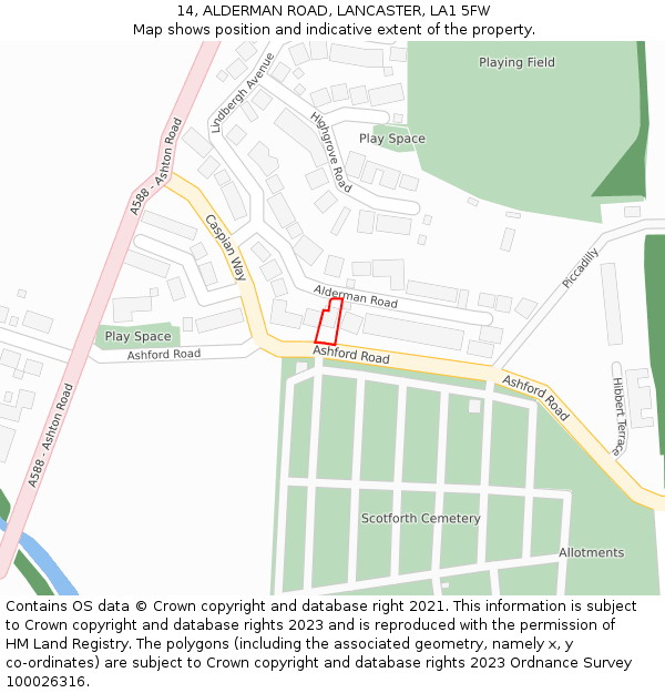 14, ALDERMAN ROAD, LANCASTER, LA1 5FW: Location map and indicative extent of plot