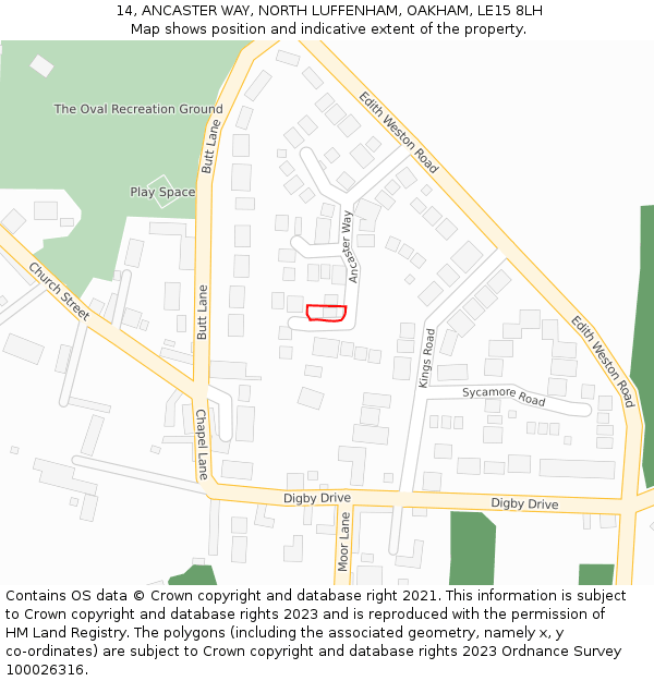 14, ANCASTER WAY, NORTH LUFFENHAM, OAKHAM, LE15 8LH: Location map and indicative extent of plot