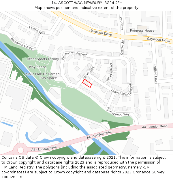 14, ASCOTT WAY, NEWBURY, RG14 2FH: Location map and indicative extent of plot