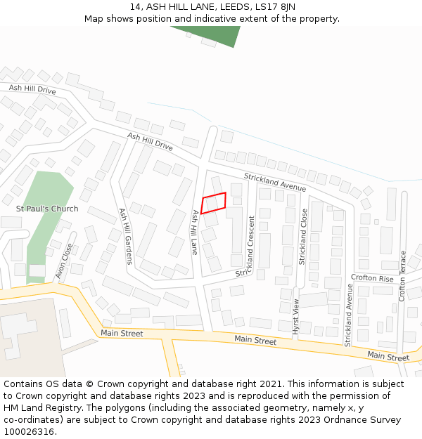 14, ASH HILL LANE, LEEDS, LS17 8JN: Location map and indicative extent of plot