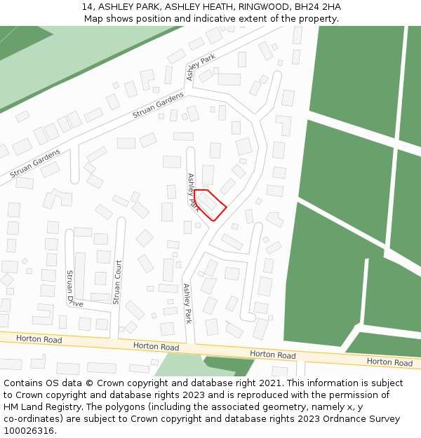 14, ASHLEY PARK, ASHLEY HEATH, RINGWOOD, BH24 2HA: Location map and indicative extent of plot