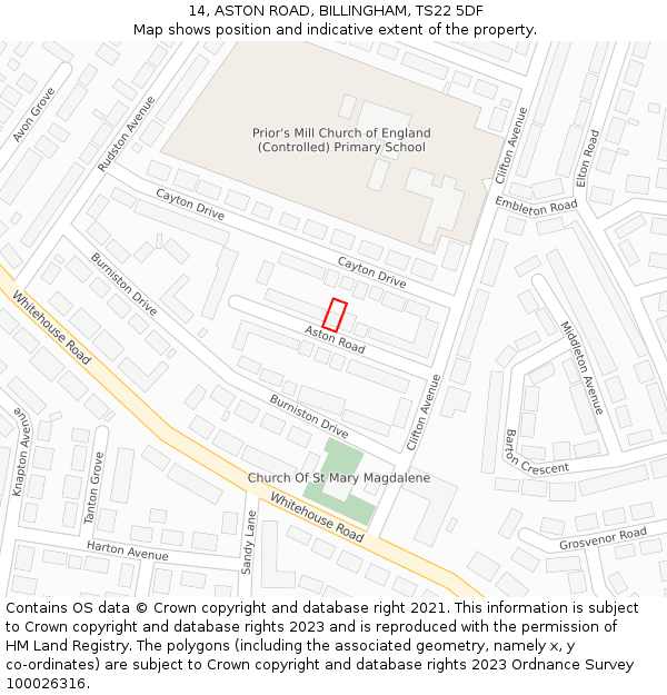 14, ASTON ROAD, BILLINGHAM, TS22 5DF: Location map and indicative extent of plot