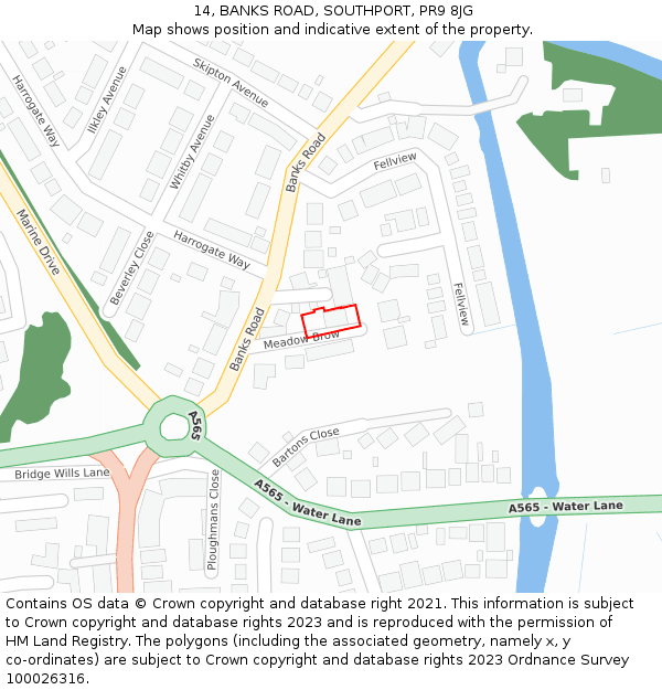 14, BANKS ROAD, SOUTHPORT, PR9 8JG: Location map and indicative extent of plot