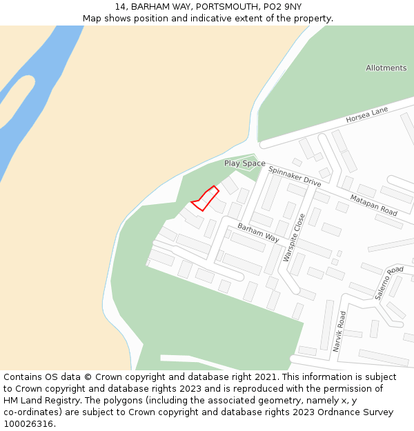 14, BARHAM WAY, PORTSMOUTH, PO2 9NY: Location map and indicative extent of plot