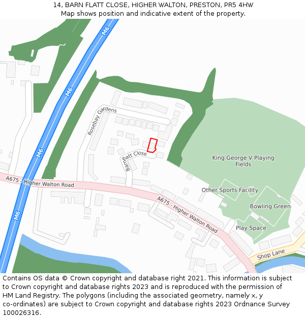 14, BARN FLATT CLOSE, HIGHER WALTON, PRESTON, PR5 4HW: Location map and indicative extent of plot
