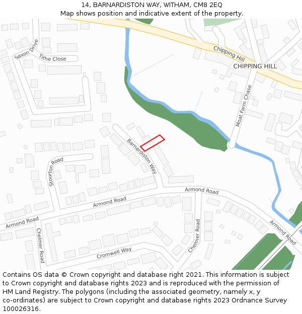 14, BARNARDISTON WAY, WITHAM, CM8 2EQ: Location map and indicative extent of plot