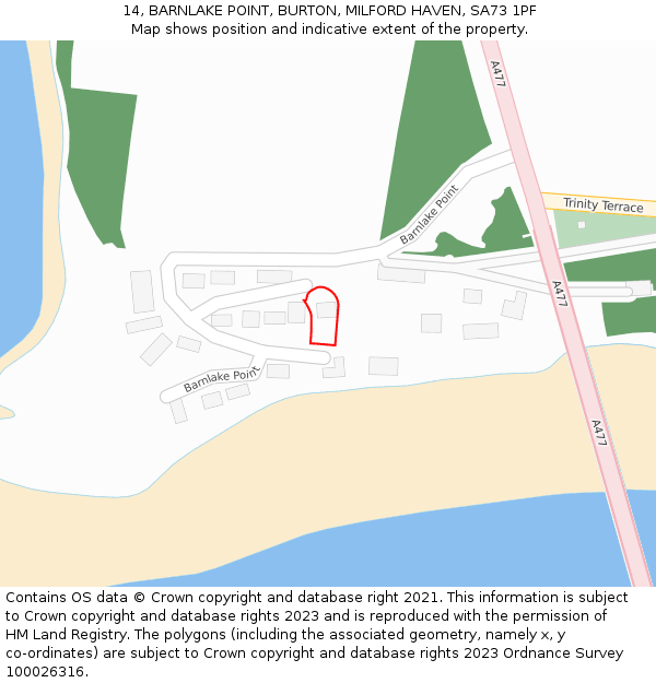 14, BARNLAKE POINT, BURTON, MILFORD HAVEN, SA73 1PF: Location map and indicative extent of plot