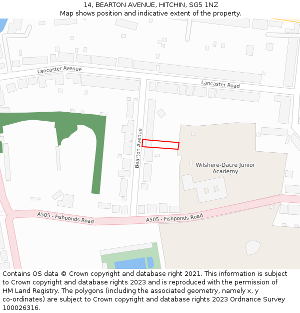 14, BEARTON AVENUE, HITCHIN, SG5 1NZ: Location map and indicative extent of plot