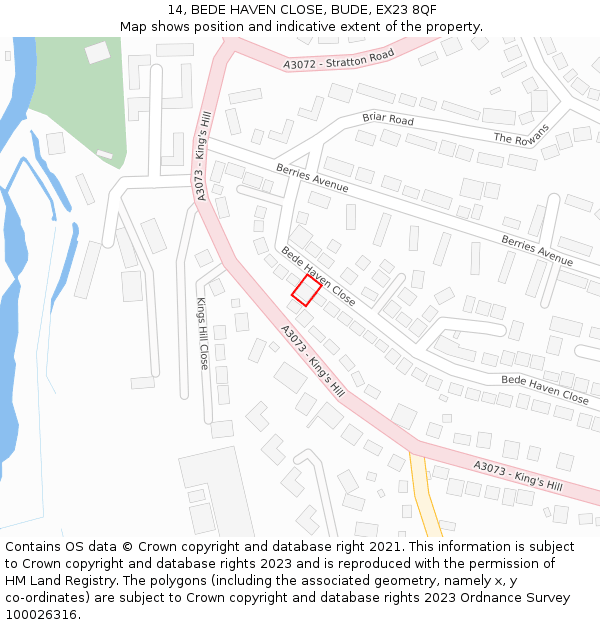 14, BEDE HAVEN CLOSE, BUDE, EX23 8QF: Location map and indicative extent of plot