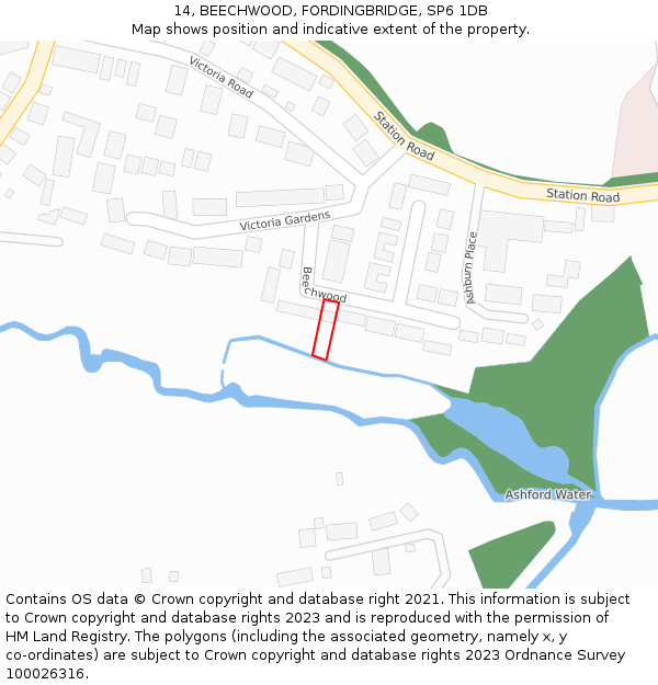 14, BEECHWOOD, FORDINGBRIDGE, SP6 1DB: Location map and indicative extent of plot