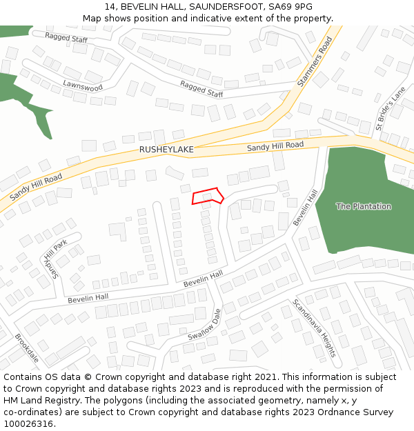 14, BEVELIN HALL, SAUNDERSFOOT, SA69 9PG: Location map and indicative extent of plot