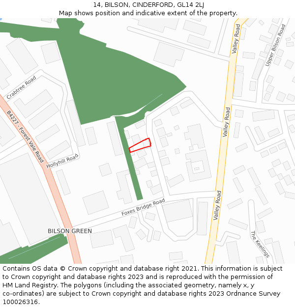 14, BILSON, CINDERFORD, GL14 2LJ: Location map and indicative extent of plot