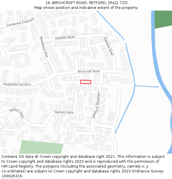 14, BIRCHCROFT ROAD, RETFORD, DN22 7ZD: Location map and indicative extent of plot