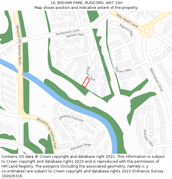 14, BISHAM PARK, RUNCORN, WA7 1XH: Location map and indicative extent of plot